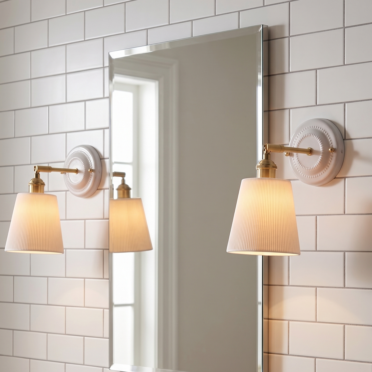 Applique murale en céramique et cuivre CALÉA striée, vue d'ambiance dans un intérieur clair – Ambiance Éclat